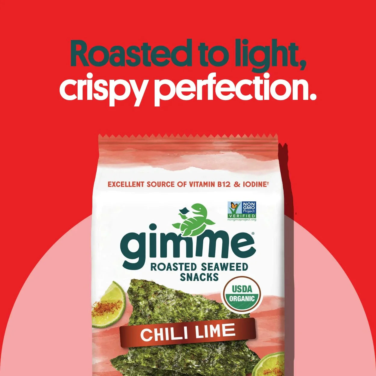 Gimme Organic Roasted Seaweed Snacks, Chili Lime, 12-Count, .35 oz Packs
