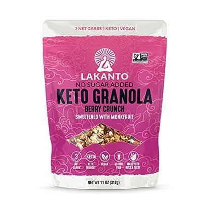 Lakanto Granola: Keto Berry Crunch, Low-Carb, Sugar-Free, High Fiber (10x 11oz Bags)