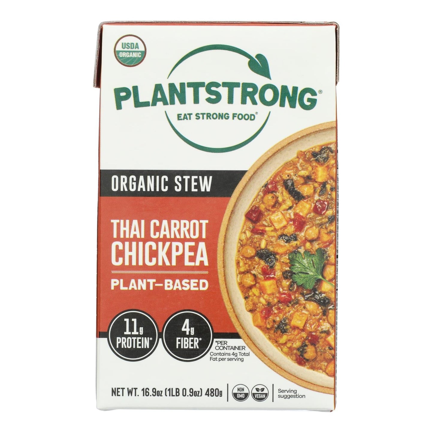 Plantstrong Thai Carrot Chickpea Stew - Case of 6, 16.9oz | Vegan, Gluten-Free, Oil-Free, Low Sodium, Non-GMO Plant-Based Meal