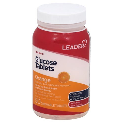 Leader Glucose Tablets Orange 50 Ct