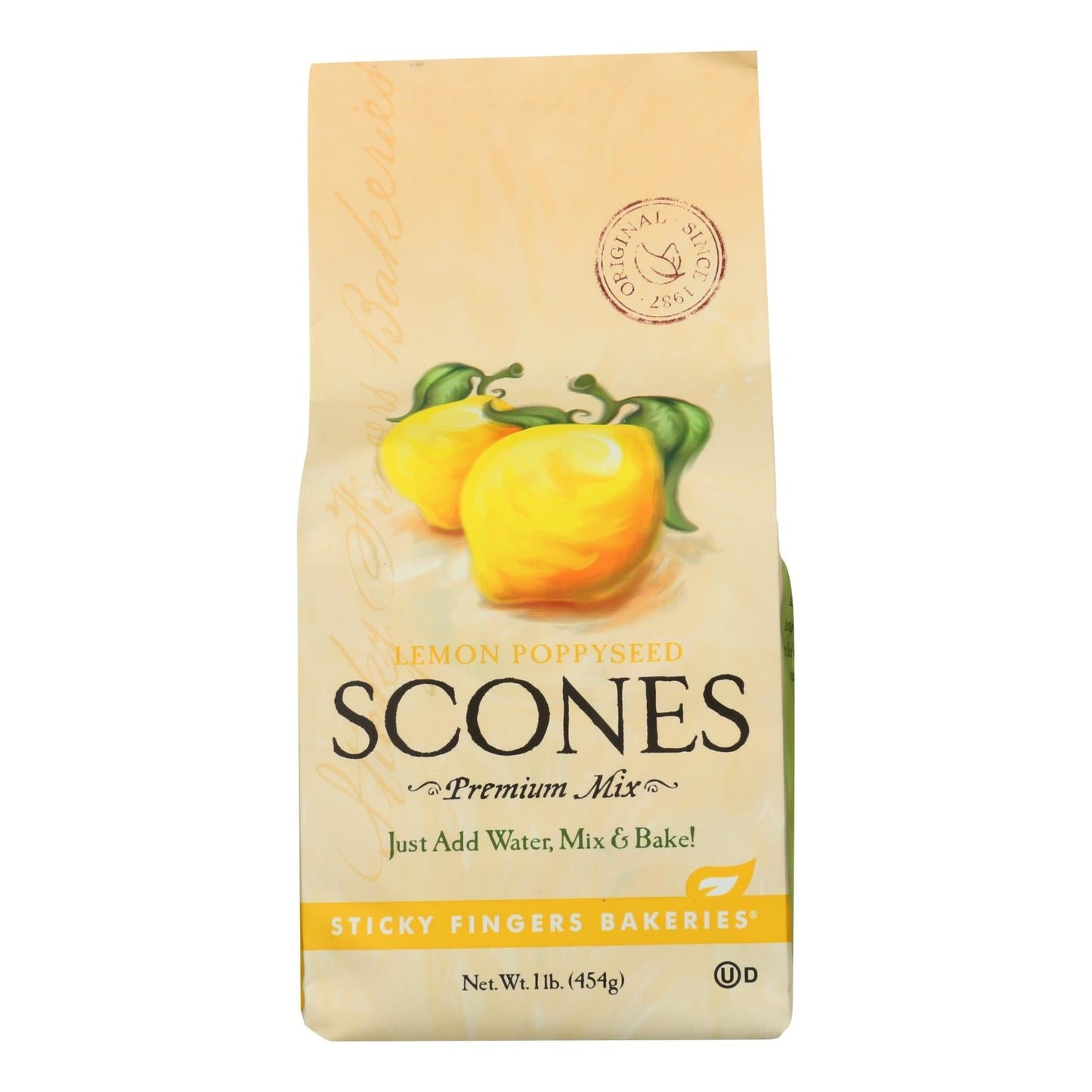 Sticky Fingers Bakeries Lemon Poppy Scone Mix (Case of 6) - 16 oz Boxes | Quick & Easy, Kosher, Yeast-Free Baking for Breakfast & Tea Time