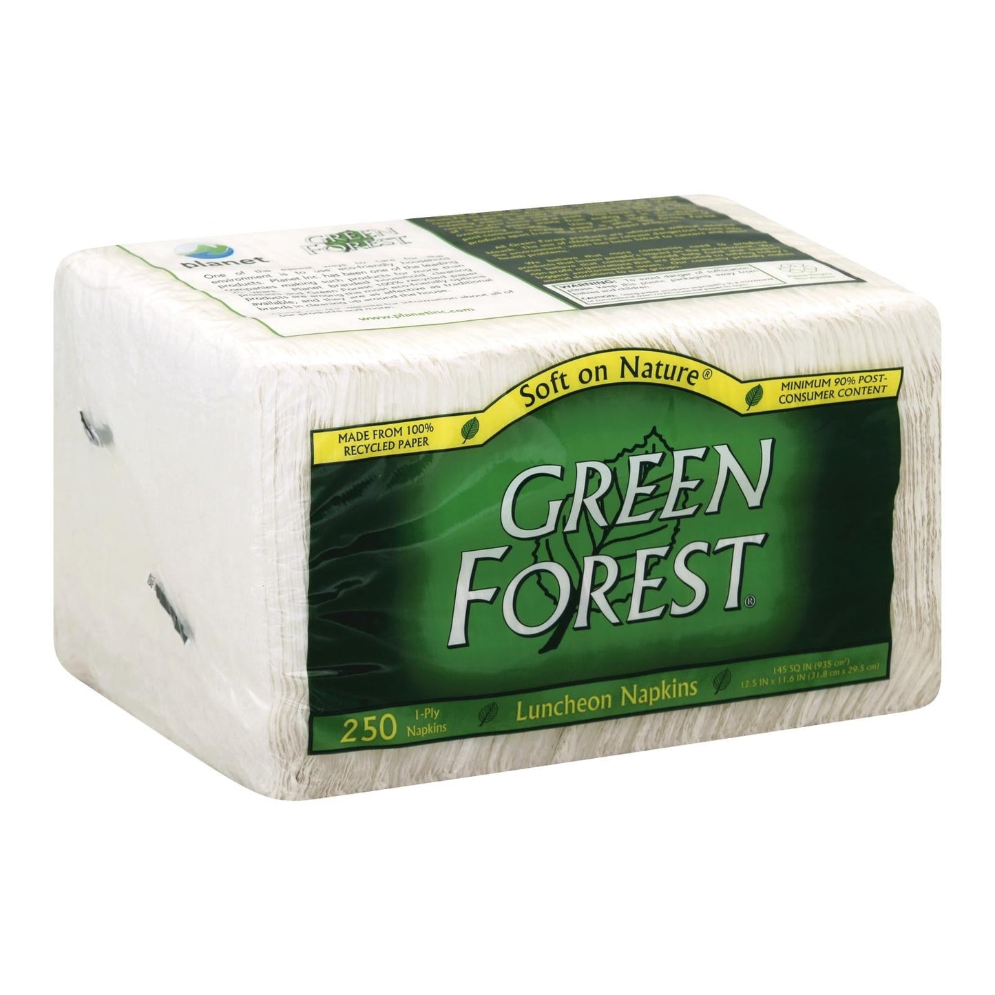 Green Forest White Luncheon Napkins, 100% Recycled Paper, 250 Count (Case of 12)