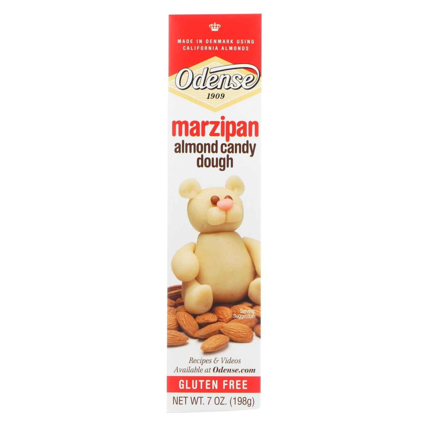Odense Marzipan Almond Paste Roll 7 Oz (Case of 12) for Baking & Desserts
