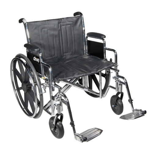 Wheelchair 24" Dual-Axle, 450 lb Capacity, Removable Full Arms, Elevating Leg Rests
