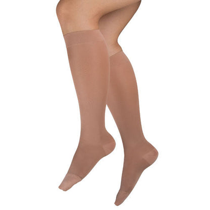 Ladies' Beige 20-30 mmHg Compression Knee Highs - XL Sheer Firm Support for Varicose Veins & Swelling