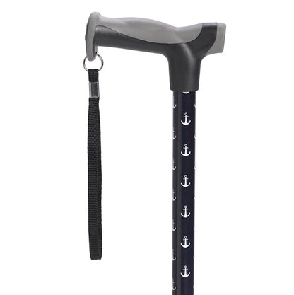 Comfort Grip Aluminum Cane with Premium Wrist Strap, Anchors Fashion Color - 300 lbs Capacity