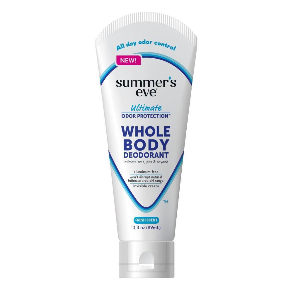 Summer's Eve Whole Body Deodorant - Aluminum-Free Cream, Fresh Scent, 3 oz (Non-Aerosol)