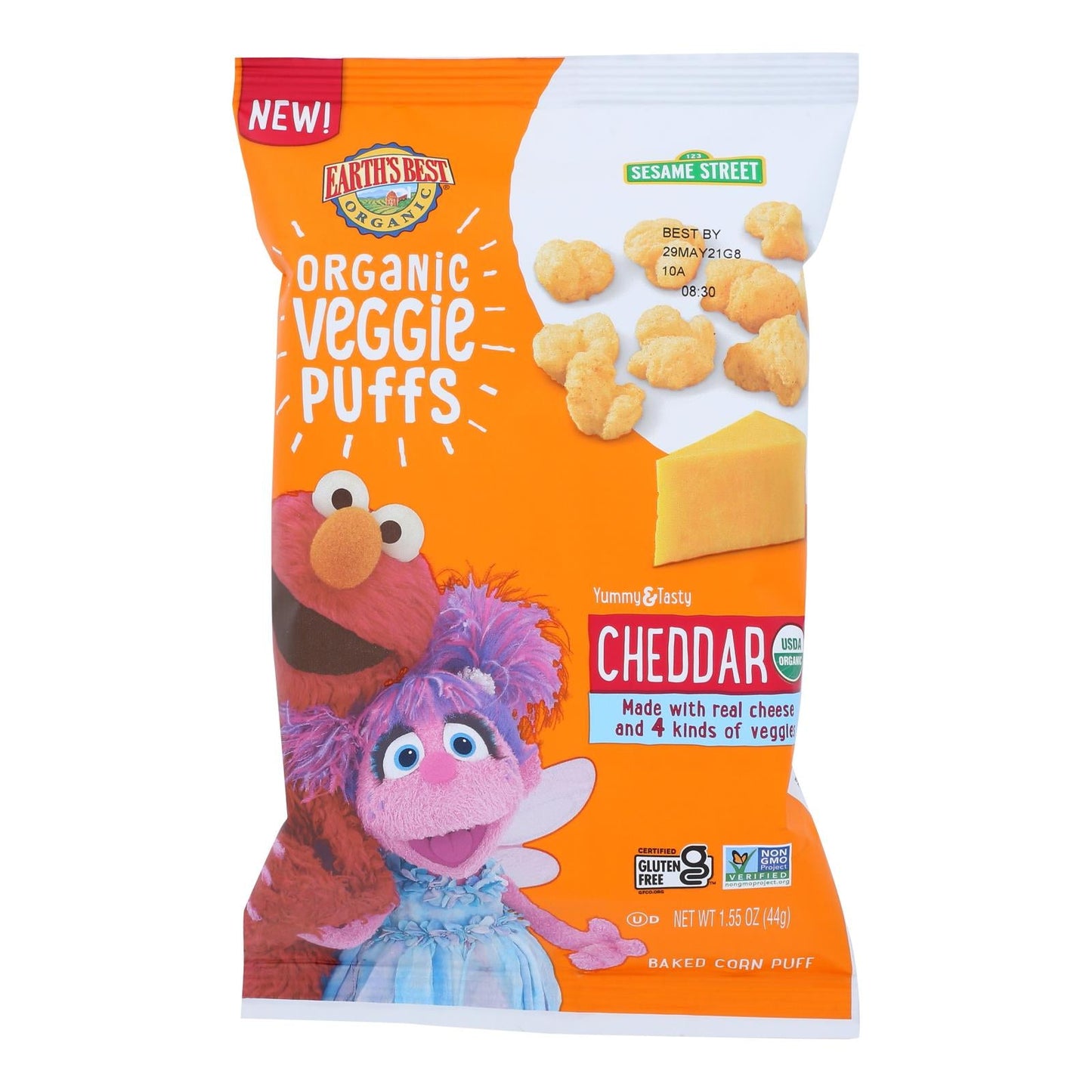 Earth's Best Organic Cheddar Puffs Snack | Gluten-Free, GMO-Free | 4-Pack (1.55 Oz Each)