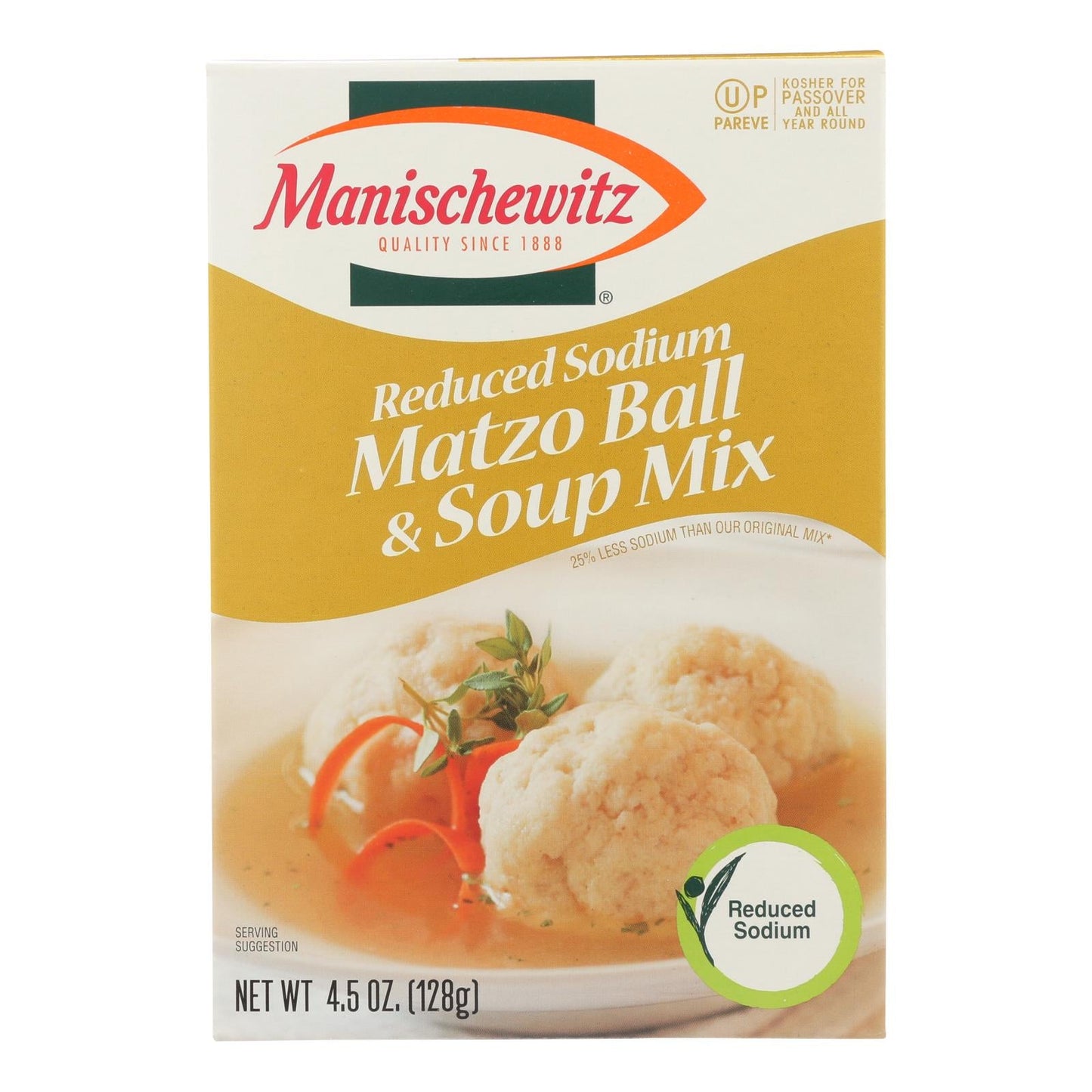 Manischewitz Low Sodium Matzo Ball and Soup Mix, Kosher, Case of 12 (4.5 Oz Each)