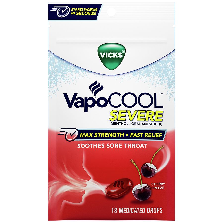 Vicks® VapoCool™ Severe Max Strength Medicated Drops – Cherry Freeze