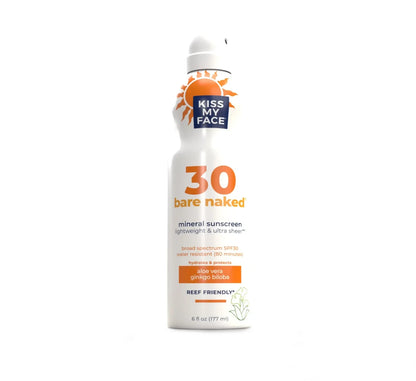 Kiss My Face Mineral-Based Sunscreen SPF30 Continuous Spray, 6 Fl Oz (Pack of 6)
