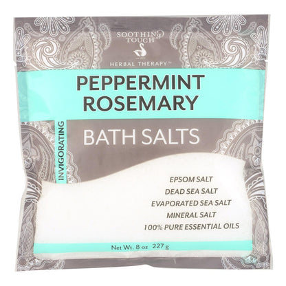 Soothing Touch Peppermint Rosemary Bath Salts - 8oz, Case of 6 - Epsom & Dead Sea Salt Soak for Muscle Relief
