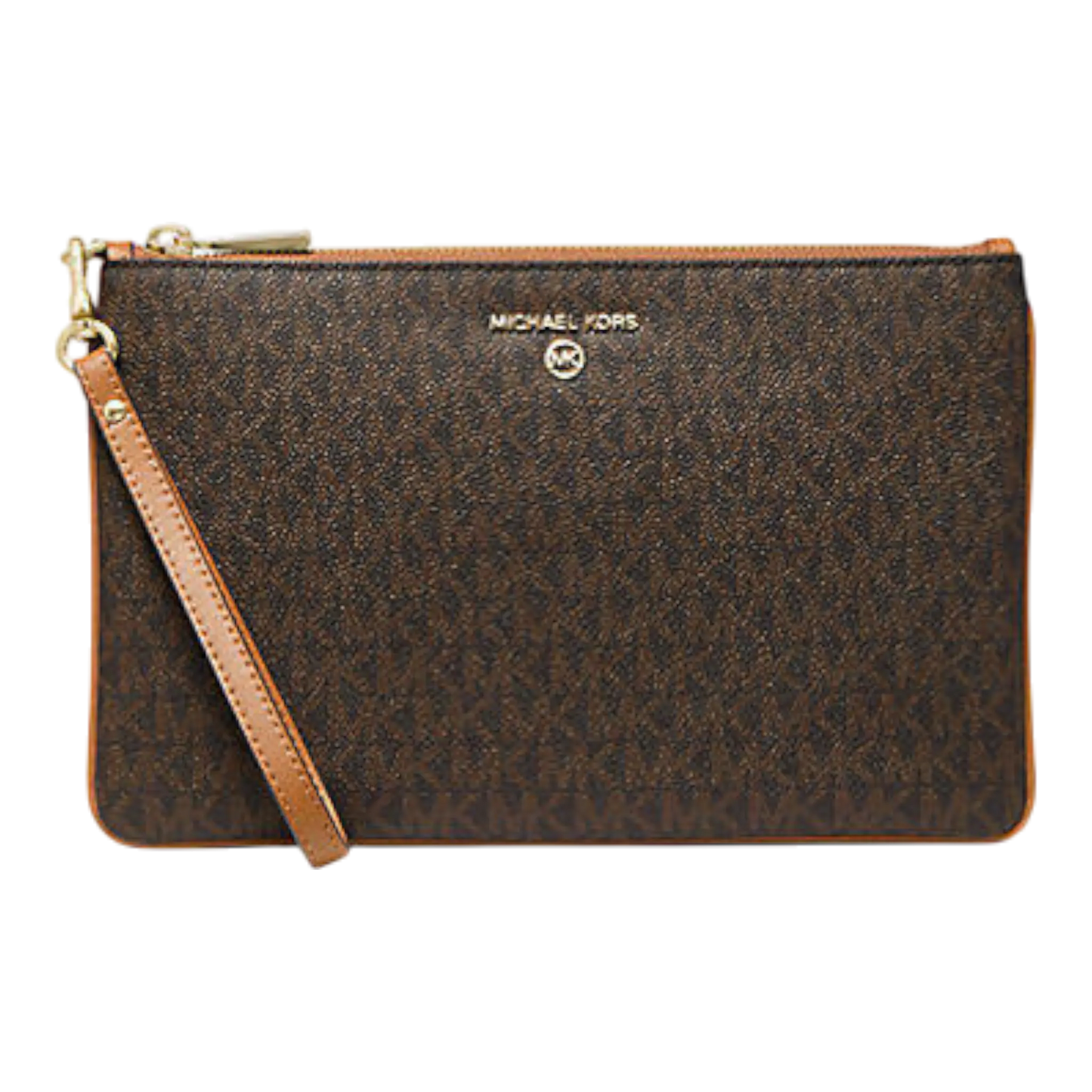 Michael Kors Jet Set Large Logo Wristlet Wallet Women Brown Logo Print
