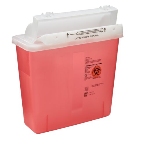 Sharps-A-Gator 5 Qt Red Sharps Container - In-Room Sharps Disposal