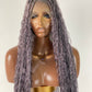 100% Human Hair Bohemian Knotless Braid Wig, Gray Color, Waist Length - (TARA GERY)