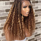 Raw Human Hair Flowy Knotless Wig (100% Raw Human Hair Lace & Curls) Mixed Colors