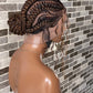 Feeding braid Wig, Human Hair Curls, Color 1B/30 Swiss Full Lace - Cornrow Janiece
