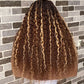 Raw Human Hair Flowy Knotless Wig (100% Raw Human Hair Lace & Curls) Mixed Colors