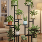 8-Tier Metal & Wood Plant Stand, Multi-Level Indoor Outdoor Flower Shelf, Tall Corner Planter Rack