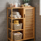 Bamboo 4 Tier Floor Cabinet with Doors, Freestanding Storage