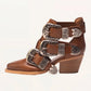 Loyal West Rodeo Ankle Bootie In Calfskin - Bone & Saddle