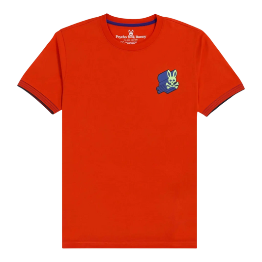 Psycho Bunny Asher Chest Logo Men T‑Shirt Red Spice