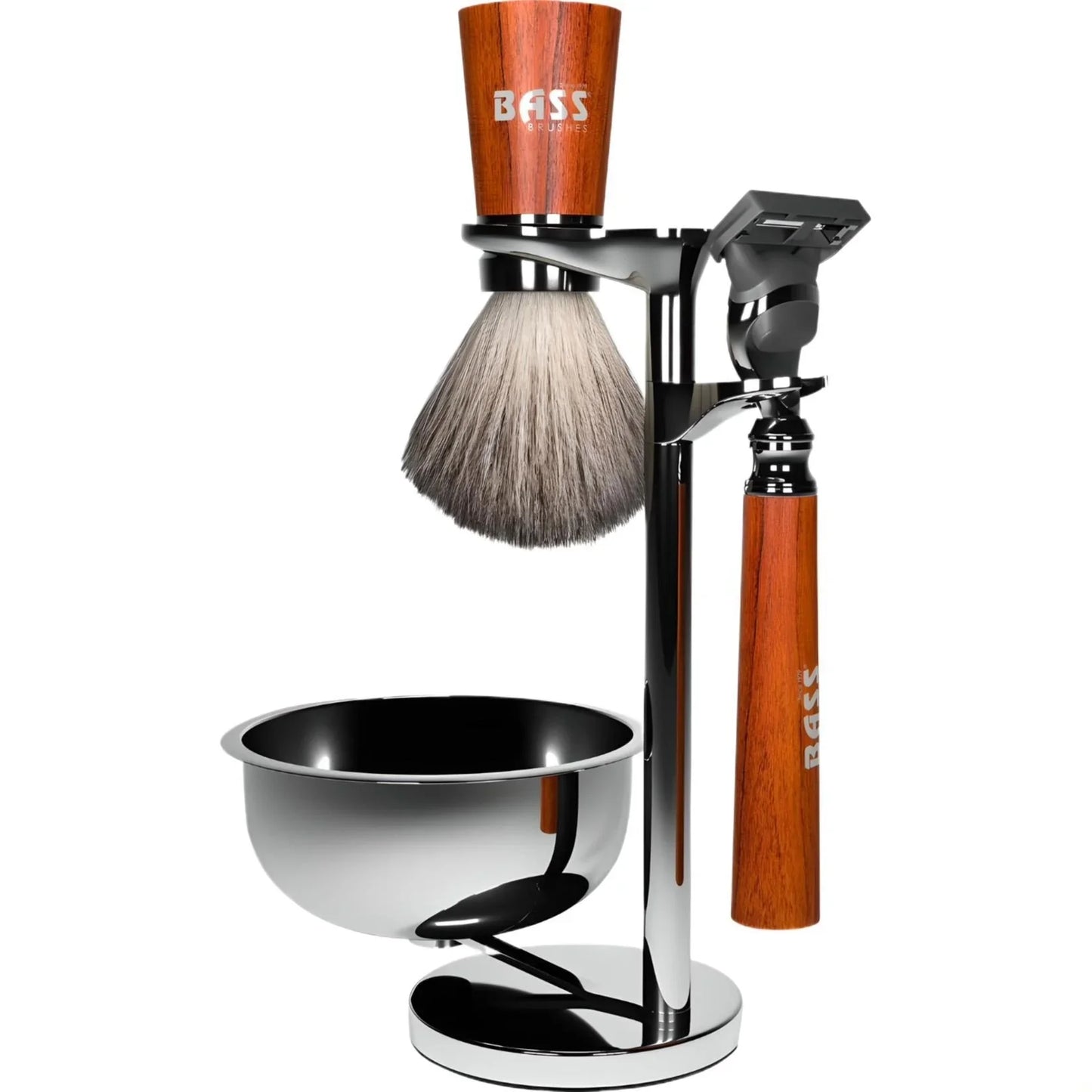 Bass Brushes "Classica" Shave Set with Bowl, Kit - Men's Grooming Gift