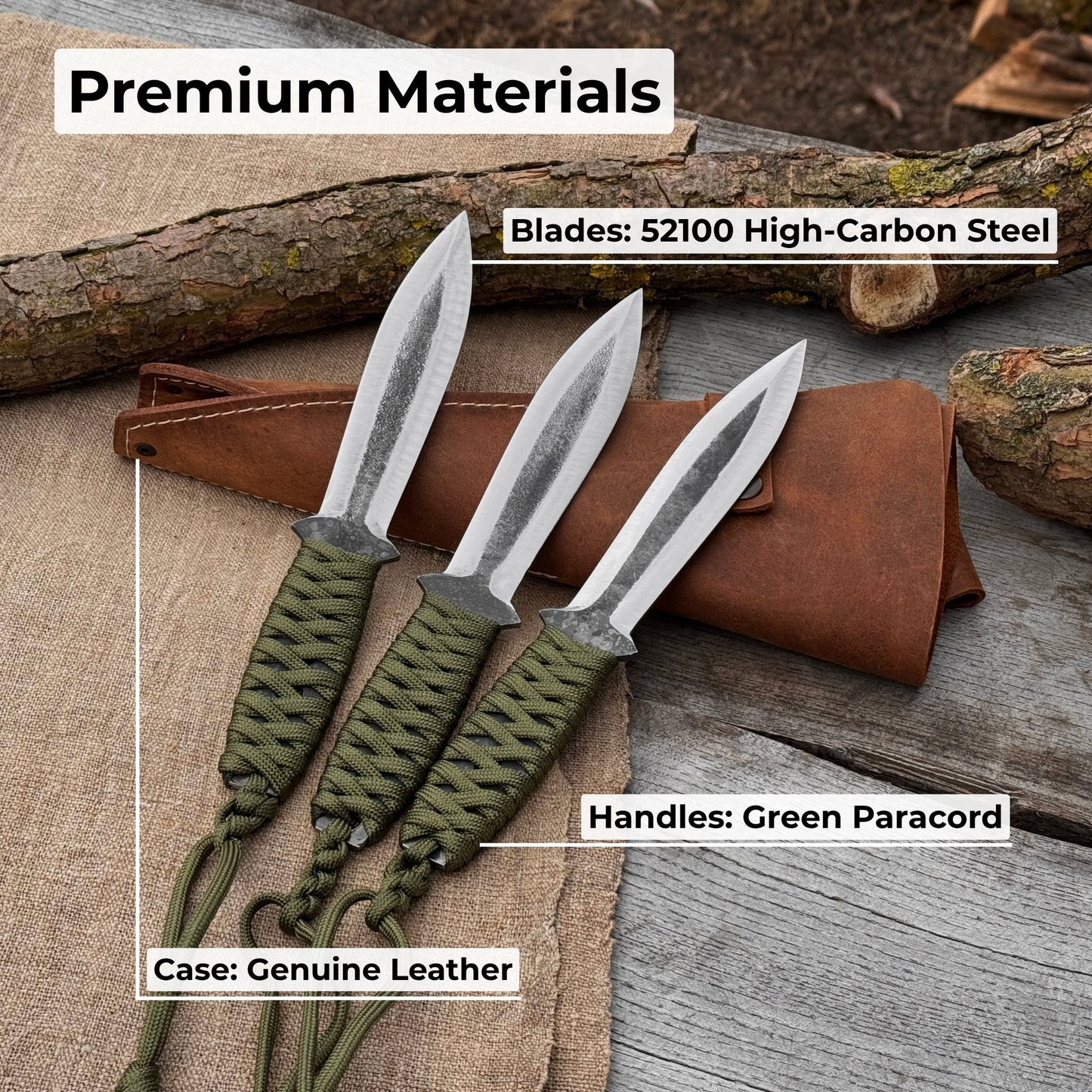 3-Piece Hand-Forged Throwing Knife Set, 22 cm (8.6 inches)
