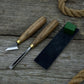 3-Piece Wood Carving Tool Set with Leather Case