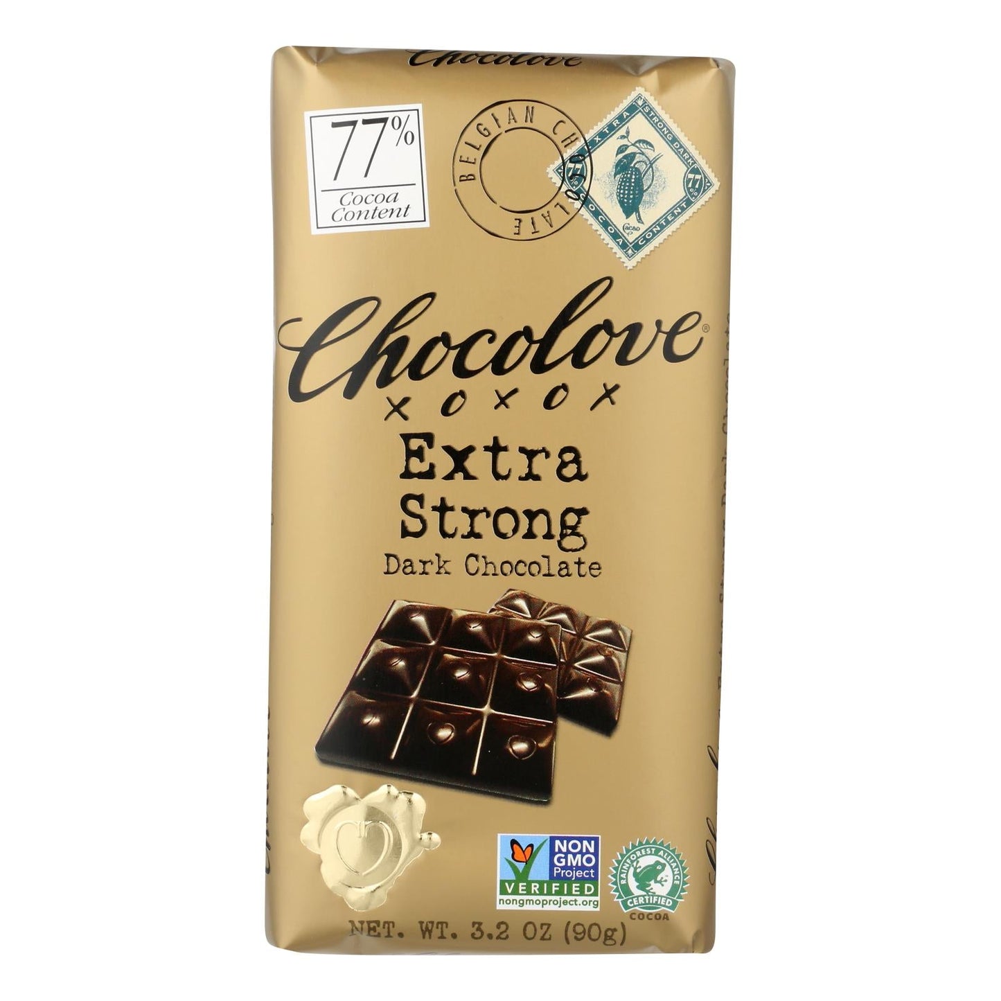 Chocolove Xoxox Premium Dark Chocolate: Powerful & Intense 100% Cocoa (Pack of 12 - 3.2 Oz Bars)