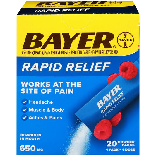Bayer Rapid Relief (Raspberry Flavor - 650 mg Powder Packs)