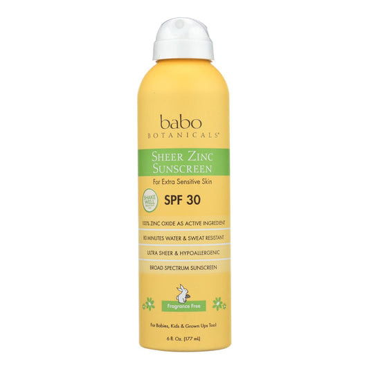 Babo Botanicals Fragrance-Free Sheer Zinc Sunscreen SPF 50, 6 fl oz