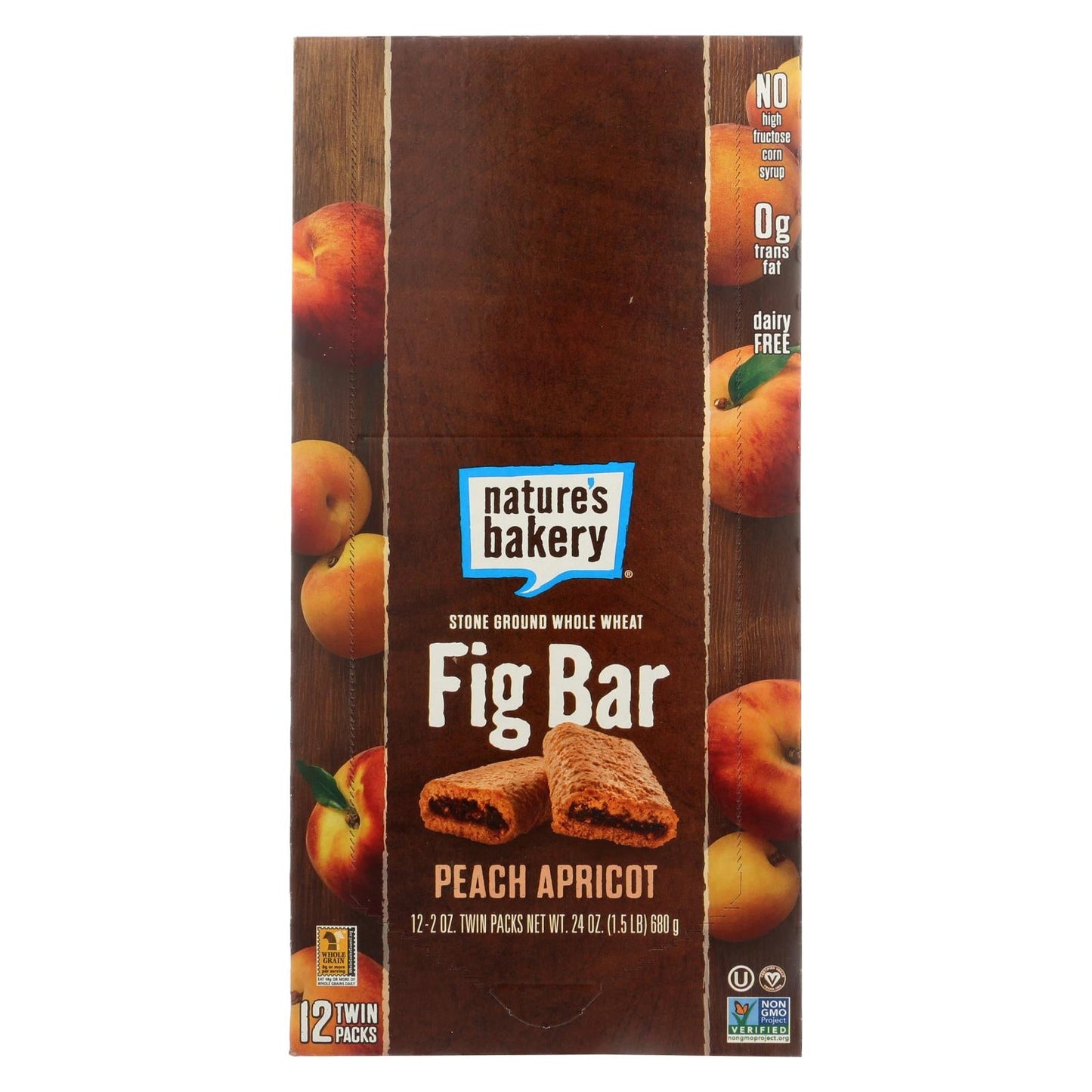 Nature's Bakery Stone-Ground Whole Wheat Fig Bar with Peach Apricot (Pack of 12, 2 Oz)