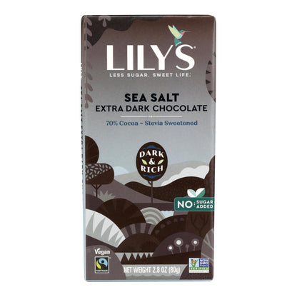 Lily's Sweets Dark Chocolate Bar with 70% Cocoa and Sea Salt - 2.8 Oz Bars (Pack of 12)