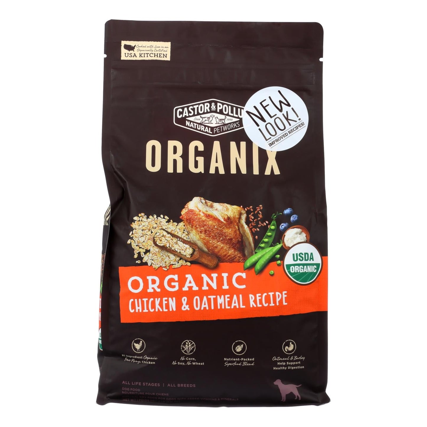 Castor & Pollux Organix Chicken & Oatmeal Dry Dog Food, 4 Lb. (5-Pack)