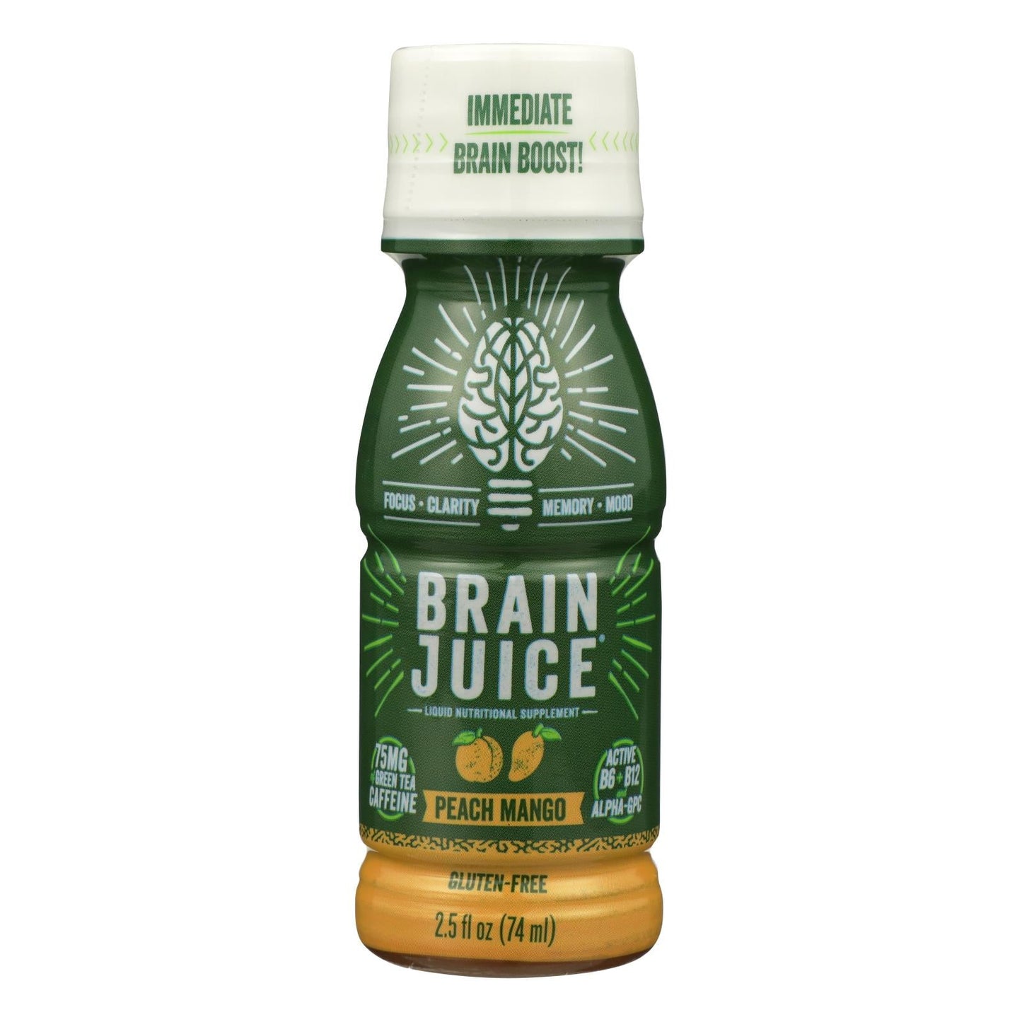 Brain Juice Peach Mango (Pack of 12 - 2.5 Fl. Oz.)