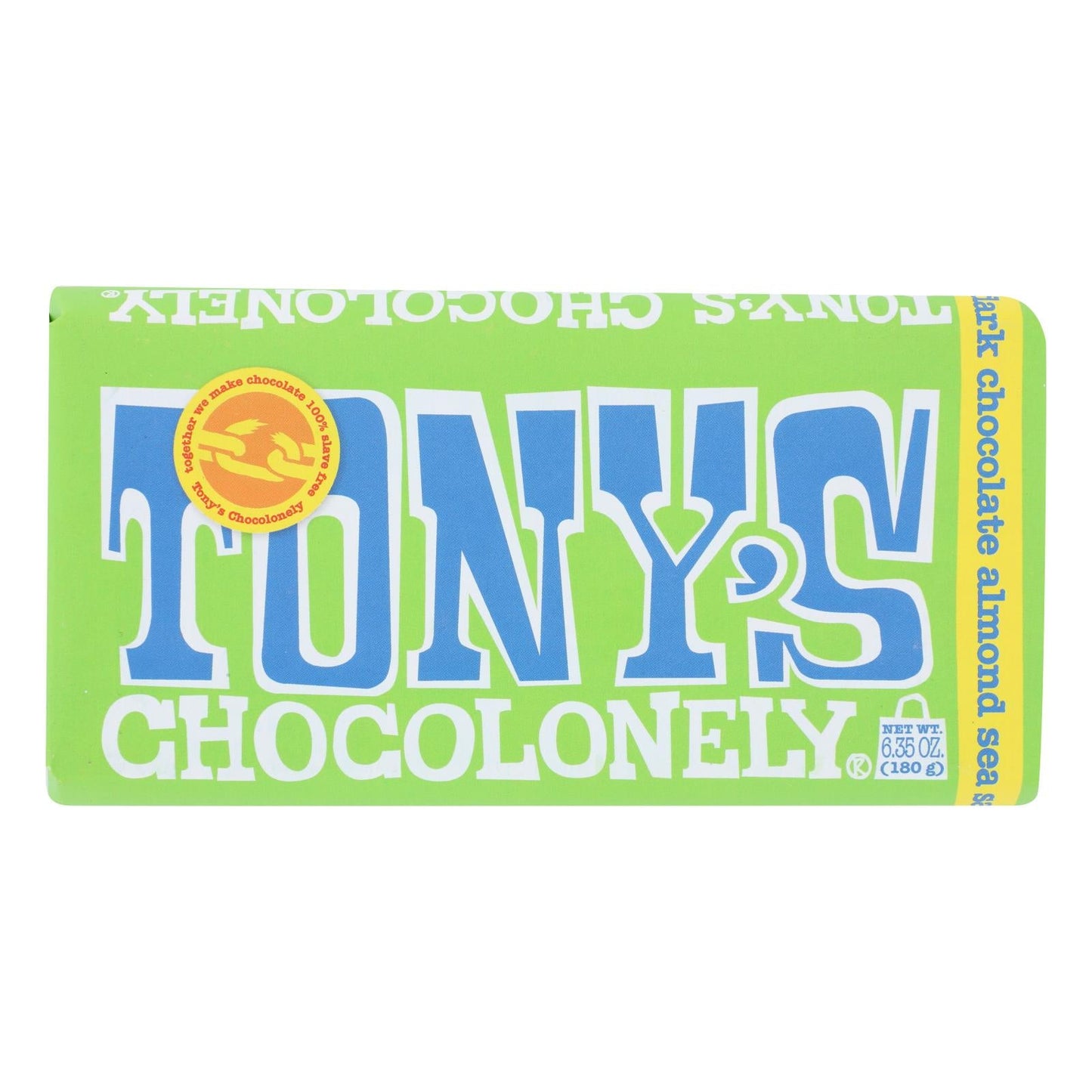 Tony's Chocolonely Bar Chocolate Dark Almond Sea Salt 51% (Pack of 15 - 6.35 Oz.)