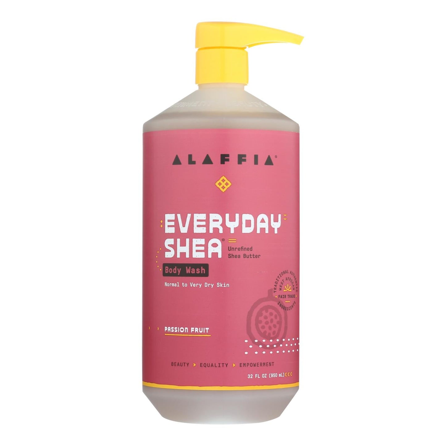 Alaffia Passion Fruit Exfoliating Body Wash with Fair Trade Shea Butter (32 Fl Oz)