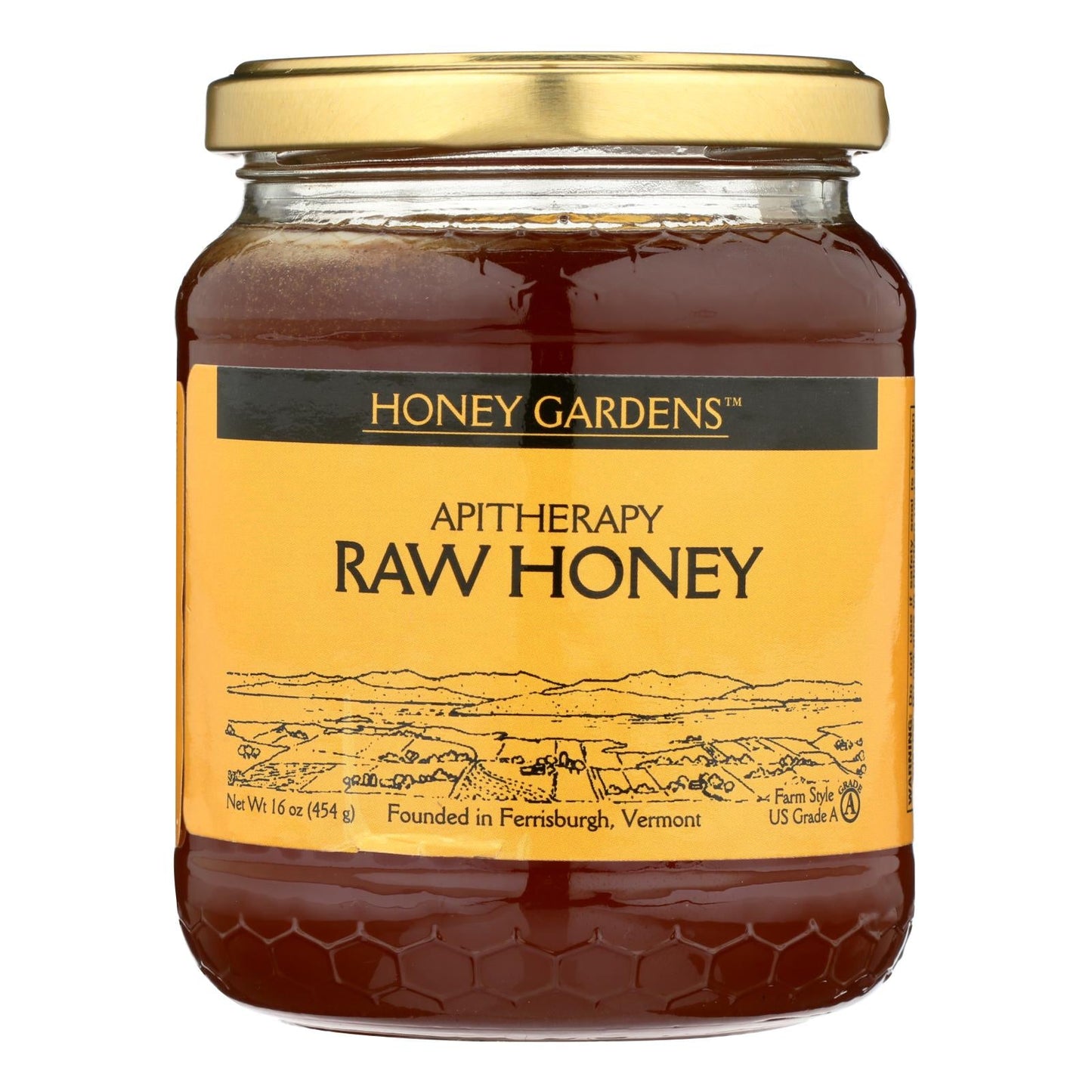 Honey Gardens Apiaries Raw Honey (1 lb., Pack of 4) for Apitherapy