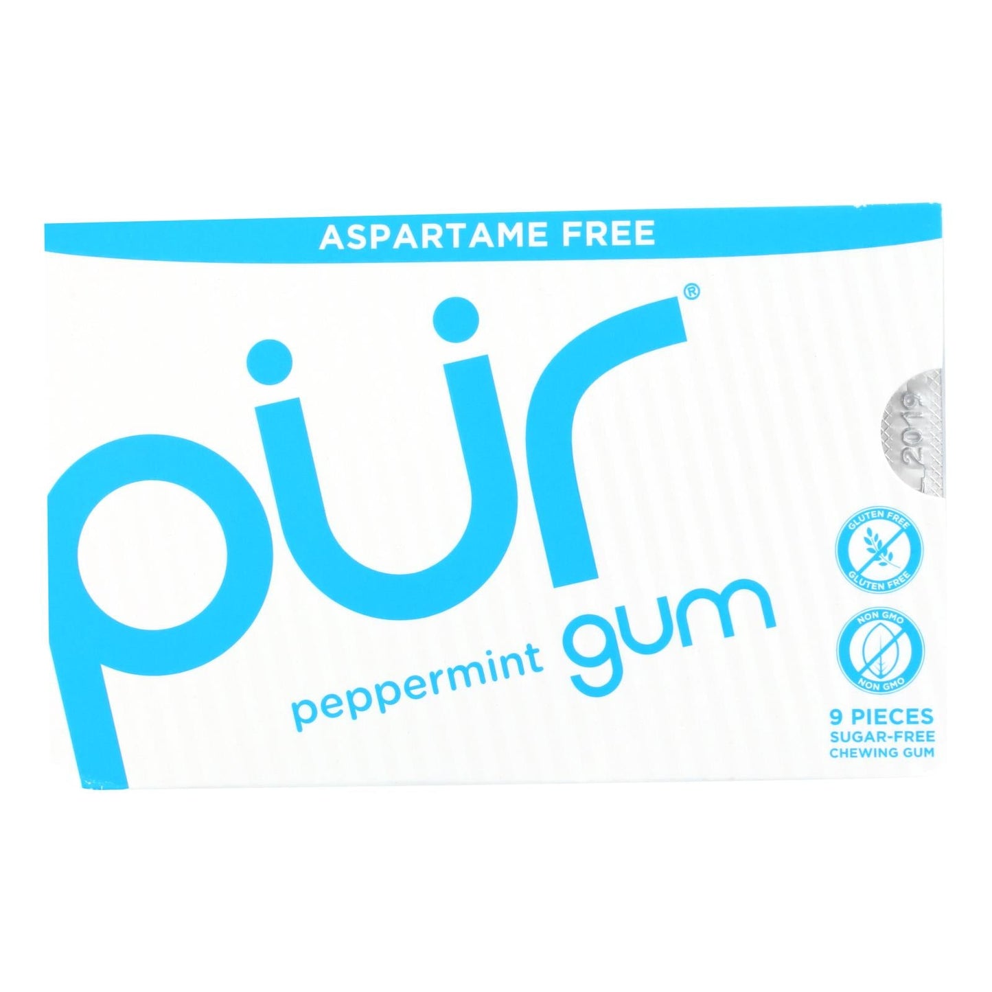PUR Gum Peppermint Aspartame-Free Chewing Gum, 9 Pieces, Case of 12