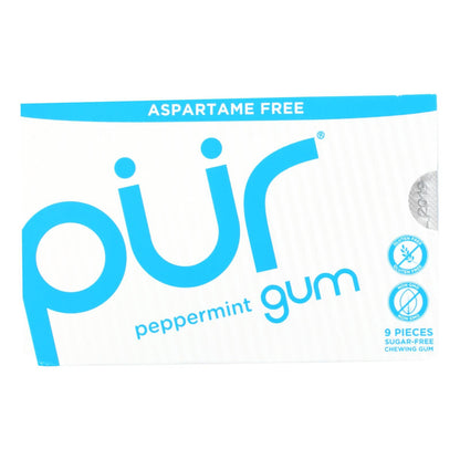 PUR Gum Peppermint Aspartame-Free Chewing Gum, 9 Pieces, Case of 12
