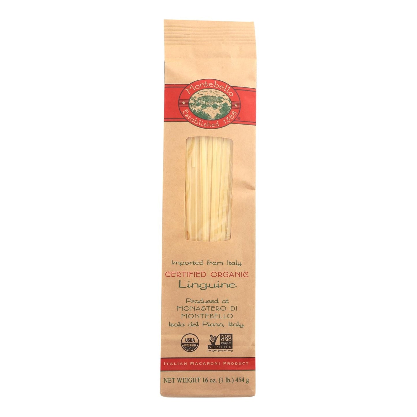 Montebello Organic Linguini Pasta, Case of 12 (1 lb each)