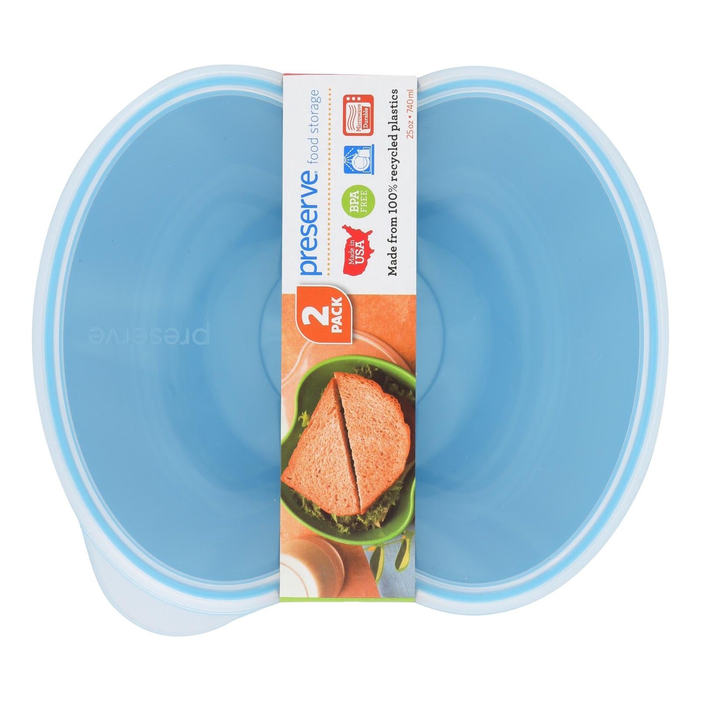 Preserve Aqua Small Square Food Storage Container (2 Pack)