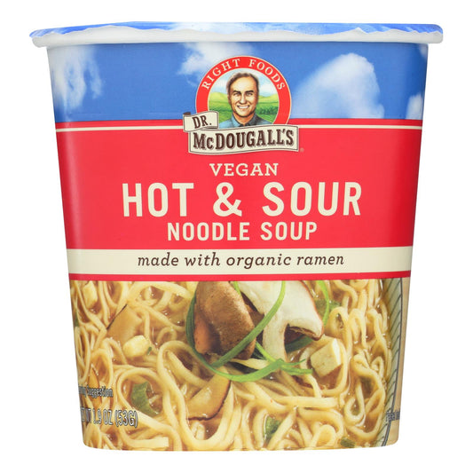 Dr. McDougall's Right Foods Vegan Hot & Sour Noodle Soup Big Cup (Pack of 6) - 1.9 oz each