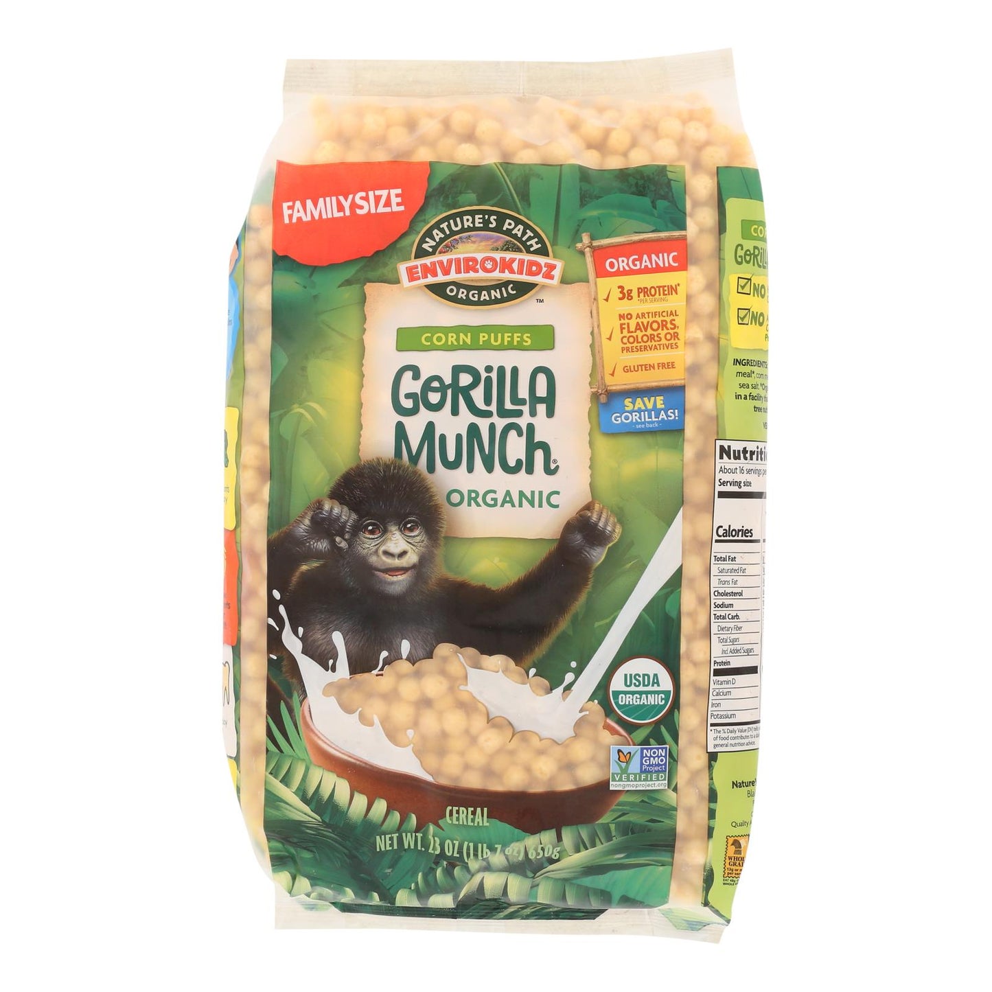 Envirokidz Gorilla Munch Corn Puffs - Mega Pack of 6 - 23 Oz. Crunchy Snack