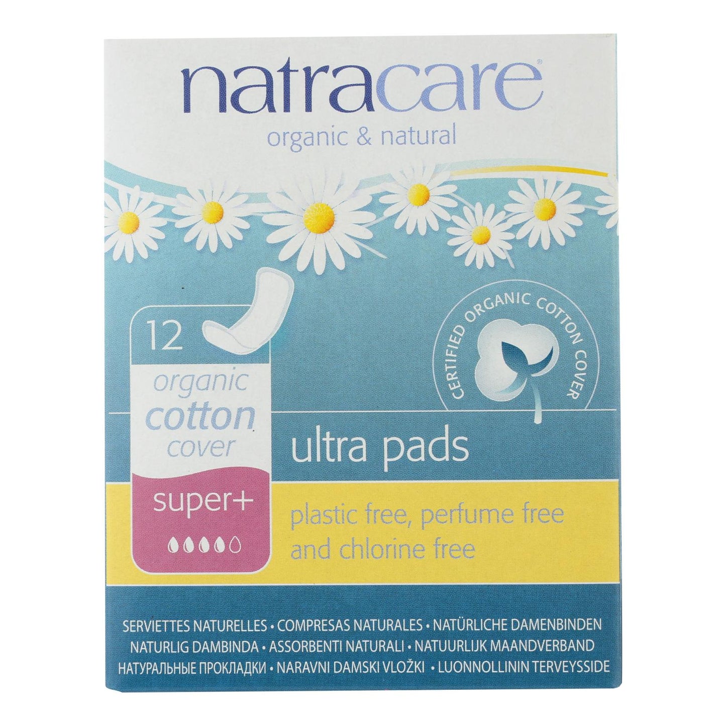 Natracare Ultra Super Plus Organic Cotton Pads - 12 Pack