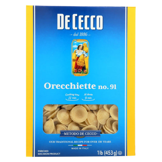 De Cecco Organic Orecchiette Pasta, Pack of 12 (16 oz)