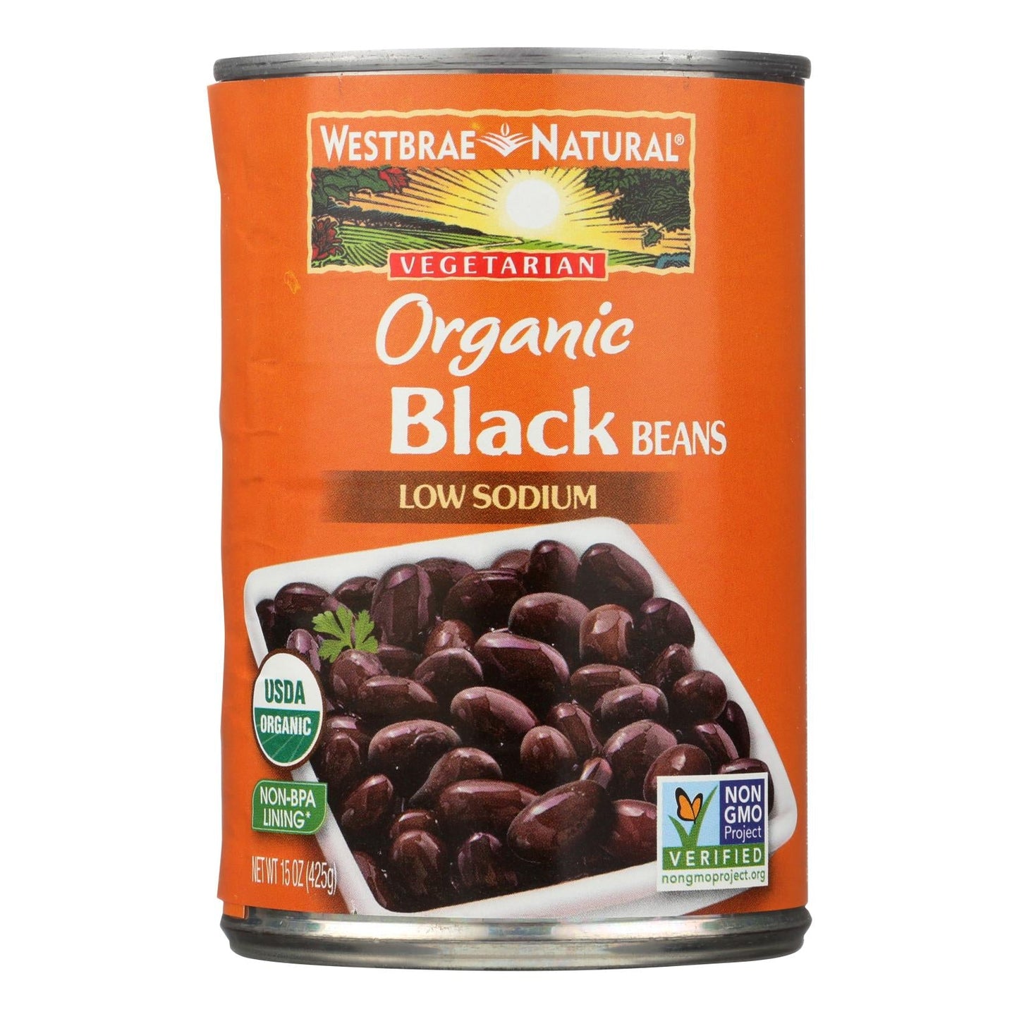 Westbrae Foods Organic Low Sodium Black Beans, Case of 12, 15 Oz – USDA Certified Organic Canned Beans