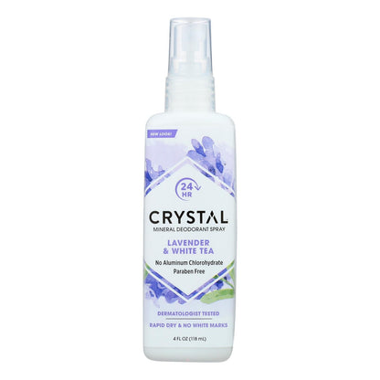 Crystal Essence Mineral Deodorant Body Spray Lavender & White Tea - 4 Fl Oz