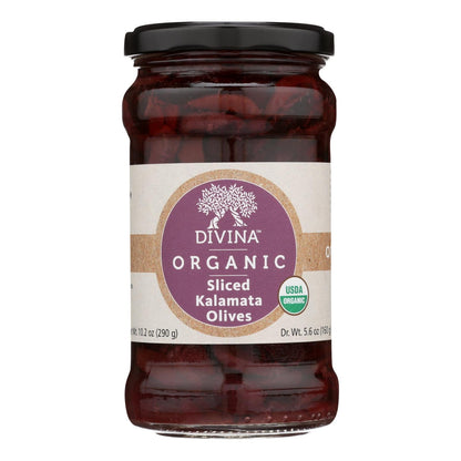 Divina Kalamata Sliced Organic Olives, 5.6 Oz. (Pack of 6)